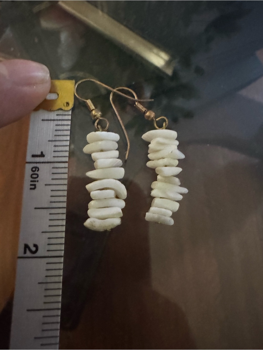 White Shell Stack Dangle Earrings - Unbranded